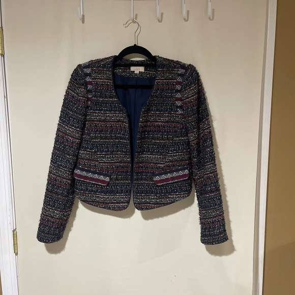 LOFT Jackets & Blazers - LOFT Navy Red Tweed Blazer Women's Size 2